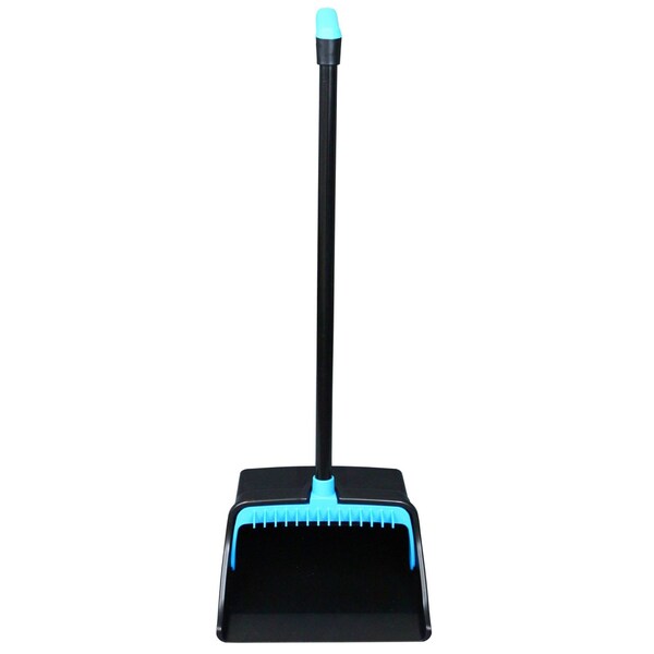 Impact Products LobbyMaster Plastic Dust Pan, 12.32in Wide, 31.84in Aluminum Handle, Blue/Black, PK6 - T0011-01
