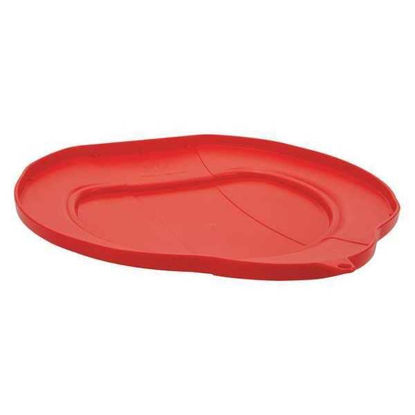 Vikan Round Pail Lid, 14 39/64 in Dia, Red, Polypropylene - 56934