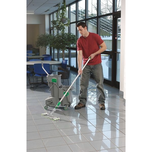 Unger 8 gal CLEANERx Dual Bucket Side Press Mop Bucket and Wringer, Gray, Polypropylene - COMBG