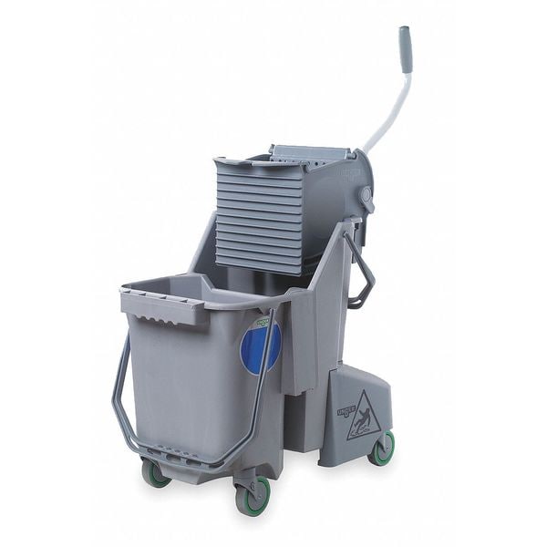 Unger 8 gal CLEANERx Dual Bucket Side Press Mop Bucket and Wringer, Gray, Polypropylene - COMBG