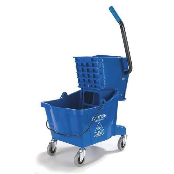 Carlisle Foodservice Mop Bucket, Side Press Wringer, 26qt, Blue - 3690814