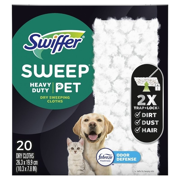 Swiffer 79891 Multi-Surface Pet Dry Heavy-Duty Cloth Refill, Fiber, White - 037000798910