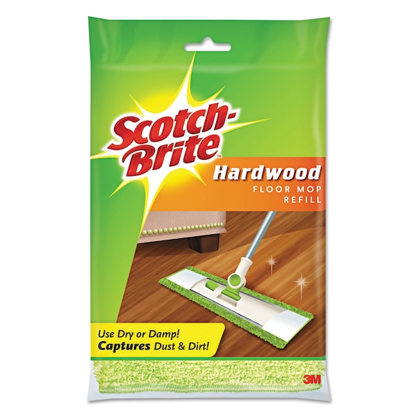 Scotch-Brite Hardwood Floor Dust Mop Refill, Green, Microfiber - M-005-R