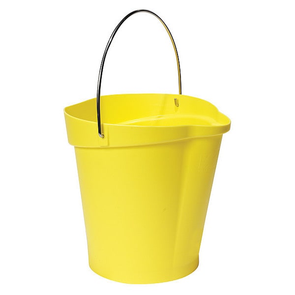 Vikan 3 1/4 gal Round Bucket, 12-3/4 in H, 12 4/5 in Dia, White, Polypropylene/Stainless Steel - 56865