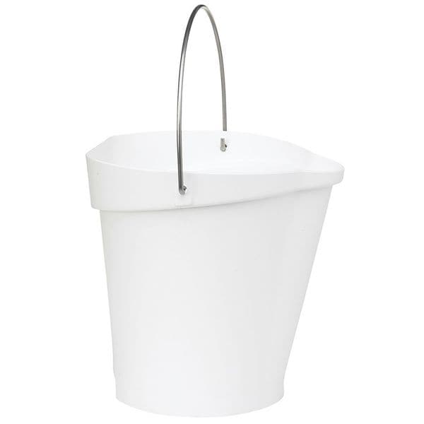 Vikan 3 1/4 gal Round Bucket, 12-3/4 in H, 12 4/5 in Dia, White, Polypropylene/Stainless Steel - 56865