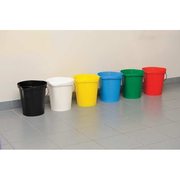Vikan 3 1/4 gal Round Bucket, 12-3/4 in H, 12 4/5 in Dia, White, Polypropylene/Stainless Steel - 56865