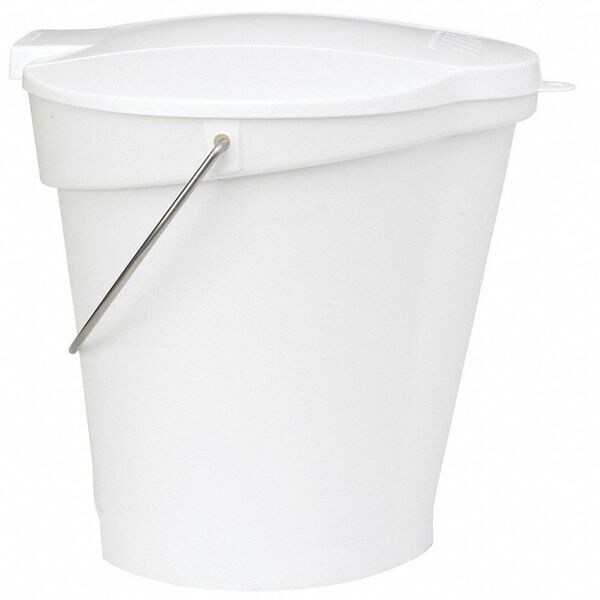 Vikan 3 1/4 gal Round Bucket, 12-3/4 in H, 12 4/5 in Dia, White, Polypropylene/Stainless Steel - 56865