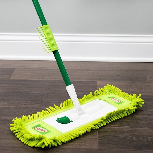 Libman Deck Mop, 18-3/4 in W Head, Microfiber Head, Polypropylene Handle, 58-1/4 in L, Green - 195