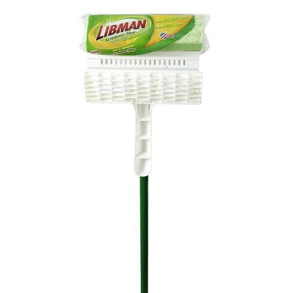 Libman SCRUBSTER Series Mop, 9 in W Frame, 50.13 in OAL, Cellulose Mop Head, Green Mop Head, Quick Change - 3103