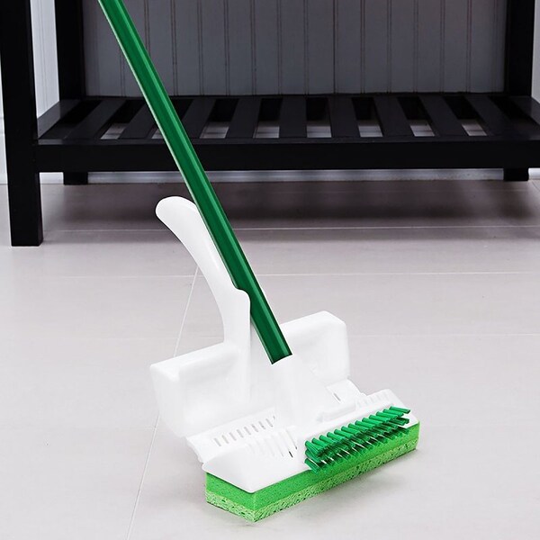Libman SCRUBSTER Series Mop, 9 in W Frame, 50.13 in OAL, Cellulose Mop Head, Green Mop Head, Quick Change - 3103