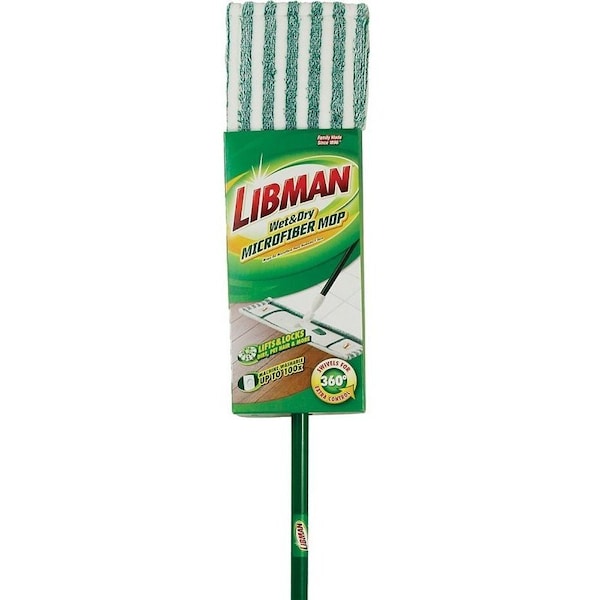 The Libman Co Libman Wet and Dry Mop, 52 in L, Microfiber Mop Head, Steel Handle - 117