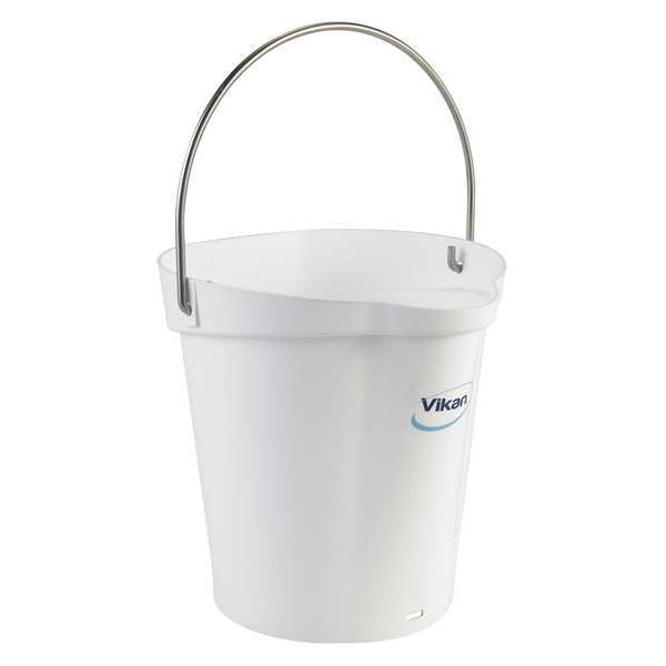Vikan 1 1/2 gal Round Bucket, 9 19/32 in Dia, White, Polypropylene/Stainless Steel - 56885