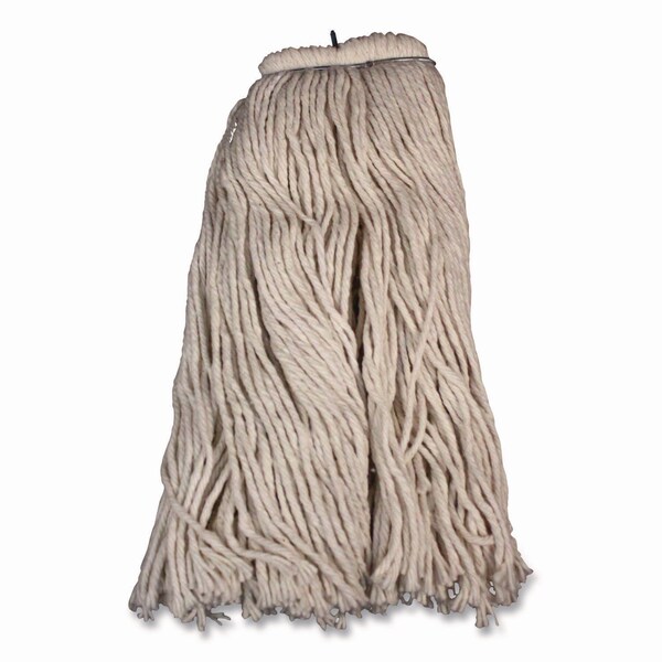 Impact Products Layflat Regular Screw-Type Mop Head, Cotton, 20 oz, 1in Headband, White - 12120