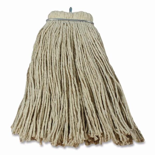 Impact Products Layflat Regular Screw-Type Mop Head, Cotton, 20 oz, 1in Headband, White - 12120
