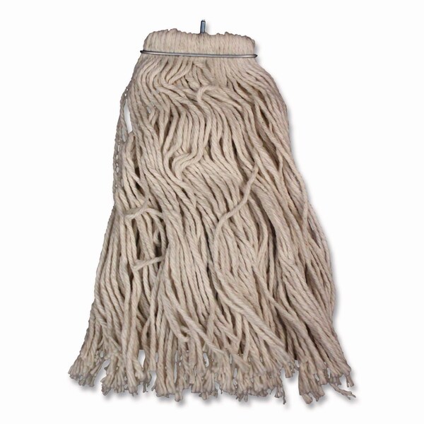 Impact Products Layflat Regular Screw-Type Mop Head, Cotton, 20 oz, 1in Headband, White - 12120