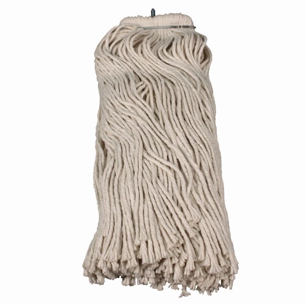Impact Products Layflat Regular Screw-Type Mop Head, Cotton, 24 oz, 1in Headband, White - 12124