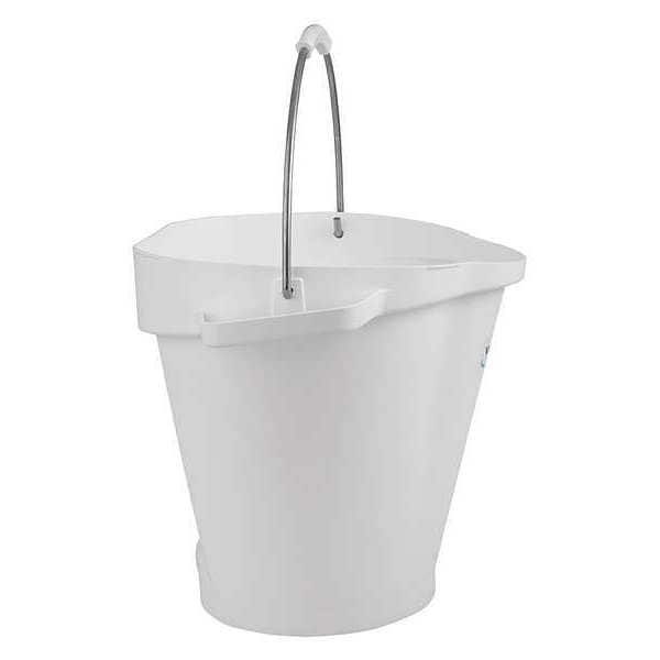 Vikan 5 1/4 gal Round Bucket, 15 in H, 14 1/8 in Dia, White, Polypropylene/Stainless Steel - 56925