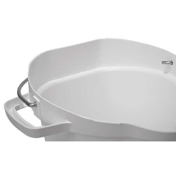 Vikan 5 1/4 gal Round Bucket, 15 in H, 14 1/8 in Dia, White, Polypropylene/Stainless Steel - 56925