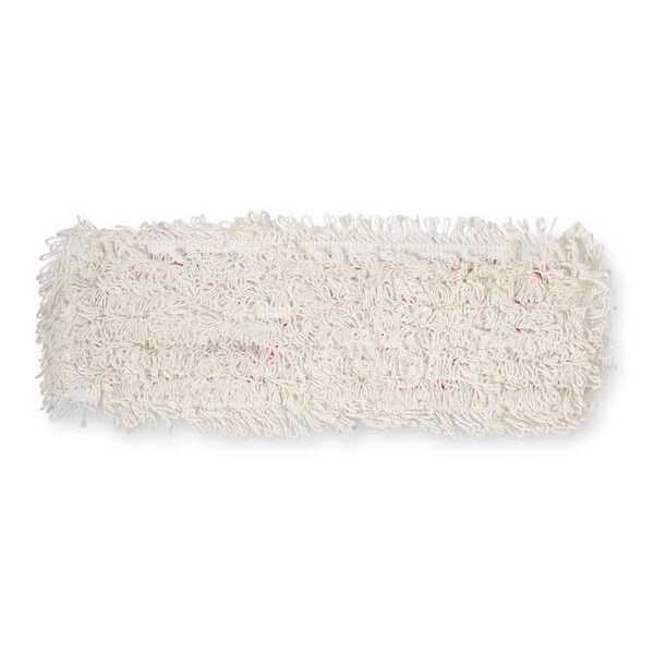 3M 18 in L Flat Mop Pad, 6 oz Dry Wt, Hook-and-Loop Connection, Looped-End, White, Microfiber, PK10 - 59017