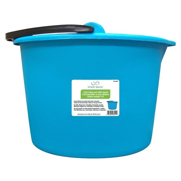 Simple Spaces Mop Bucket, 11 qt Capacity, Oblong, Recycle Polypropylene Bucket/Pail, Aqua - 8011