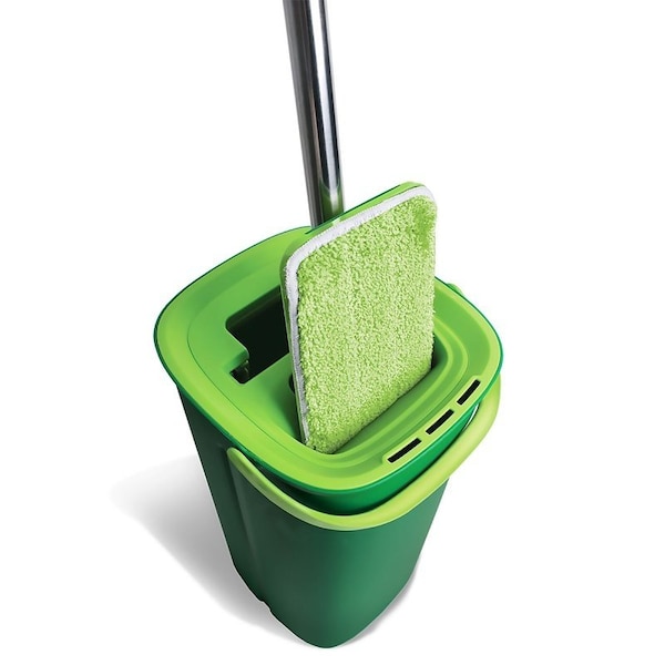 Libman Rinse 'n Wring Mop System, 51 in L, Loop and Hook Mop Connection, Microfiber Mop Head - 1516