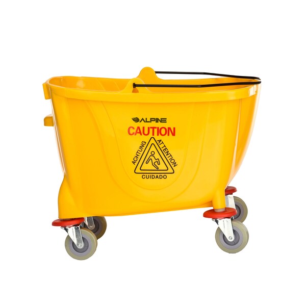 Alpine Industries 36 Qt. PVC Mop Bucket with Side Wringer, Yellow - 462