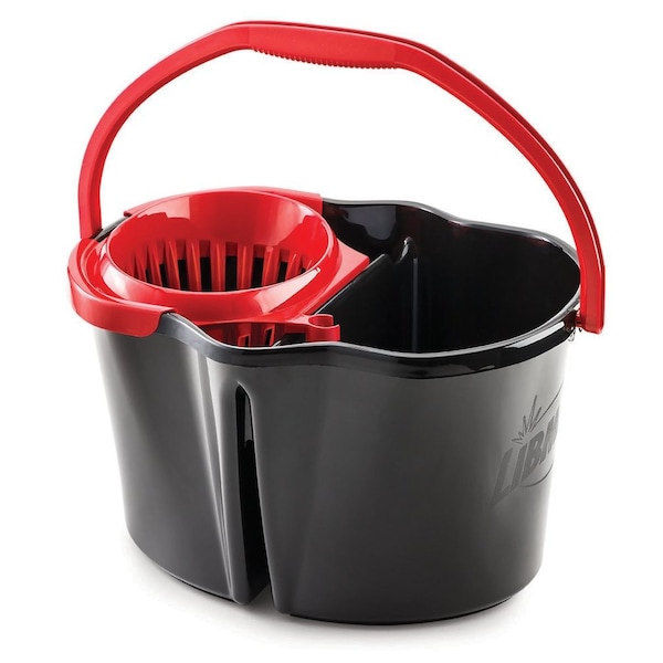 Libman Commercial 4 Gallon Clean And Rinse Bucket And Wringer Black, 3PK - 1056