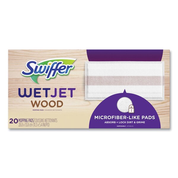 Swiffer WetJet System Wood Mopping Pad, 5.4 x 11.3, White, 20PK - 76563