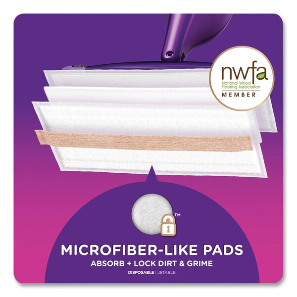 Swiffer WetJet System Wood Mopping Pad, 5.4 x 11.3, White, 20PK - 76563