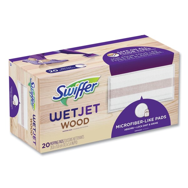 Swiffer WetJet System Wood Mopping Pad, 5.4 x 11.3, White, 20PK - 76563