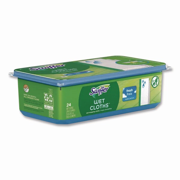 Swiffer Wet Refill Cloths, 8 x 10, Fresh Scent, White, 24 Cloths, 6PK - 35155