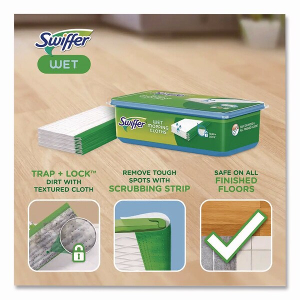 Swiffer Wet Refill Cloths, 8 x 10, Fresh Scent, White, 24 Cloths, 6PK - 35155