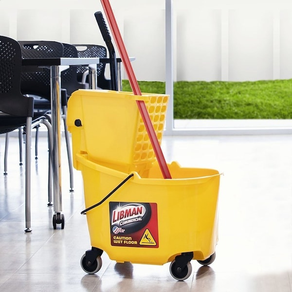 The Libman Co Libman Bucket and Wringer, 26 qt, Polypropylene Bucket/Pail, Polypropylene Wringer, Yellow - 934
