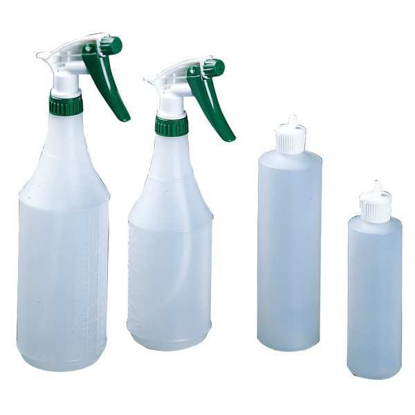 Zoro Select 32 oz Trigger Spray Bottle, Mist/Stream, 1 fl oz Graduation Markings, HDPE, White/Green, 3 PK - 130296