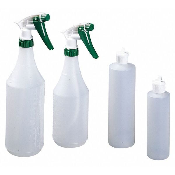 Zoro Select 32 oz Trigger Spray Bottle, Mist/Stream, 1 fl oz Graduation Markings, HDPE, White/Green, 3 PK - 130296
