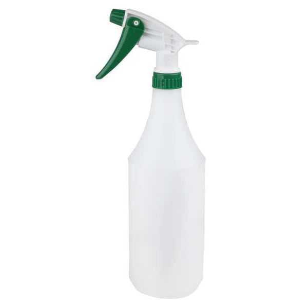 Zoro Select 32 oz Trigger Spray Bottle, Mist/Stream, 1 fl oz Graduation Markings, HDPE, White/Green, 3 PK - 130296