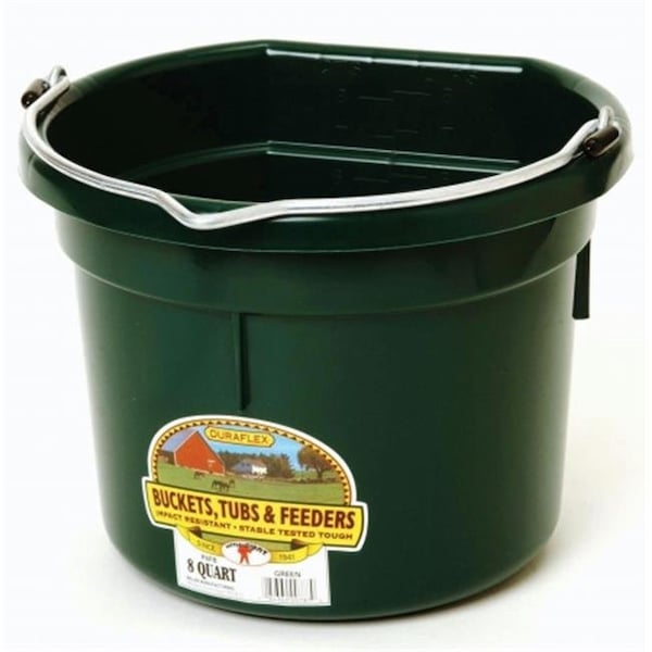 Miller Mfg Miller Mfg Co Inc Flat Back Plastic Bucket- Green 8 Quart - P8FBGREEN - 464356