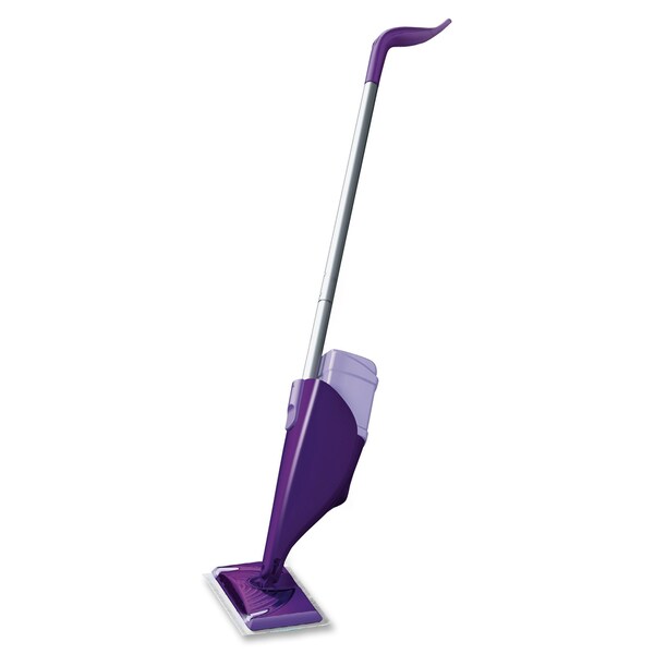 Swiffer 5-13/32 in Flat Spray Mop, 18-55/64 oz Dry Wt, Hook-and-Loop Connection, Purple, Cellulose, PK2 - 92811