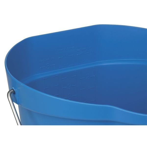 Vikan 3 1/4 gal Round Bucket, 12-3/4 in H, 12 4/5 in Dia, Blue, Polypropylene/Stainless Steel - 56863