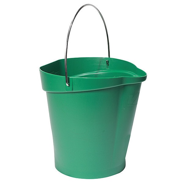 Vikan 3 1/4 gal Round Bucket, 12-3/4 in H, 12 4/5 in Dia, Blue, Polypropylene/Stainless Steel - 56863