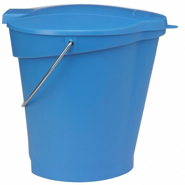 Vikan 3 1/4 gal Round Bucket, 12-3/4 in H, 12 4/5 in Dia, Blue, Polypropylene/Stainless Steel - 56863