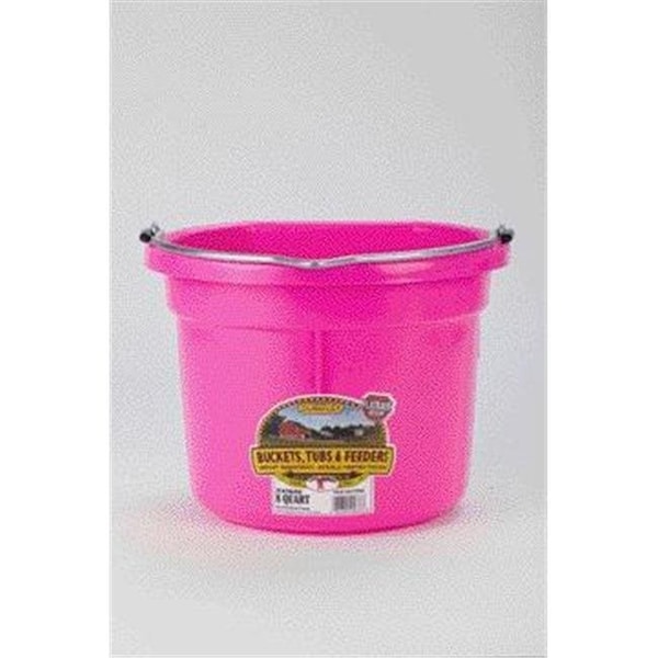 Miller Mfg Miller Mfg Co Inc Flat Back Plastic Bucket- Hot Pink 8 Quart - P8FBHOTPINK - 956857