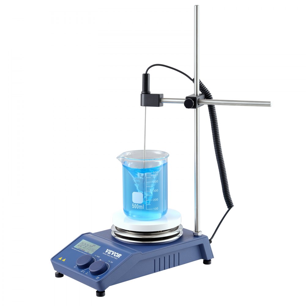 VEVOR Magnetic Stirrer Hot Plate, Max 644°F/340°C, 0-1500 RPM Hot Plate with Magnetic Stirrer, 20L Hot Plate Stirrer with LED Screen, Support Stand and Stir Bars Included, 650W Heating Power - CLJBJ120LJR0U2AR9V1