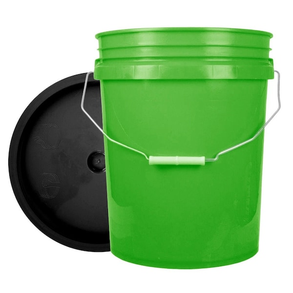 World Enterprises Bucket, 12 in H, Lime Green and Black - 5LIGRN,345BLK