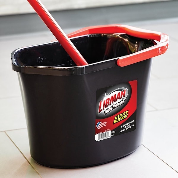 The Libman Co Libman Oval Utility Bucket, 3.5 gal Capacity, 15.81 in Dia, Polymer, Black - 1272