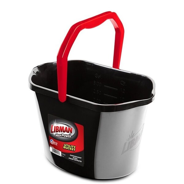 The Libman Co Libman Oval Utility Bucket, 3.5 gal Capacity, 15.81 in Dia, Polymer, Black - 1272