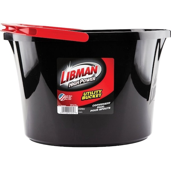 The Libman Co Libman Oval Utility Bucket, 3.5 gal Capacity, 15.81 in Dia, Polymer, Black - 1272