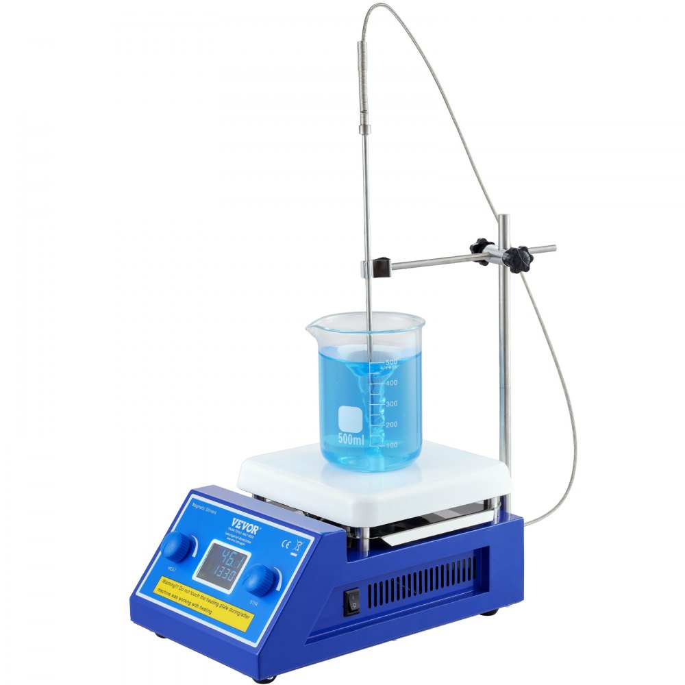 VEVOR Magnetic Stirrer Hot Plate, Max 572°F/300°C, 0-2000 RPM Hot Plate with Magnetic Stirrer, 5000mL Hot Plate Stirrer with LED Screen, Support Stand and Stir Bars Included, 500W Heating Power - CLJBJ1JRS5002S20JV1