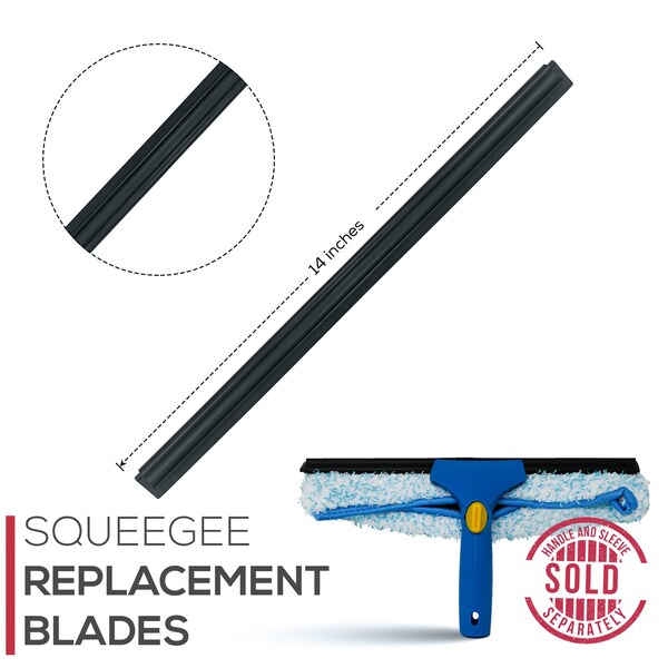 Kleen Handler Pack of 10 Professional 14 in. Squeegee Replacement Blades for Window Cleaning Tools, 10PK - KHES-GCSB-14IN-10