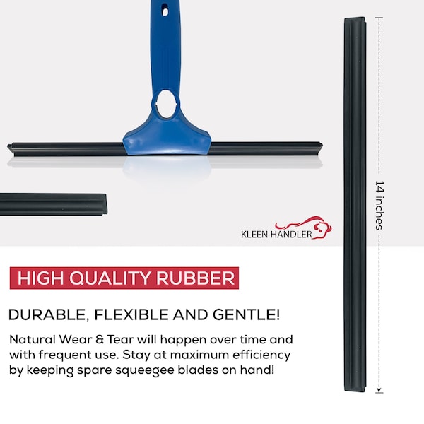 Kleen Handler Pack of 10 Professional 14 in. Squeegee Replacement Blades for Window Cleaning Tools, 10PK - KHES-GCSB-14IN-10